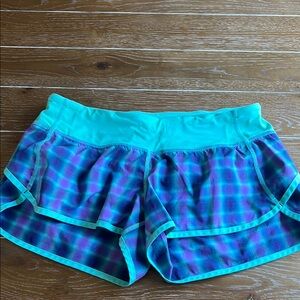 Women's Blue and Green Plaid Shorts